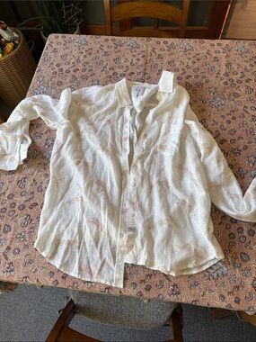 Rails Charli golden cheetah Leopard Print Button Down Shirt M linen rayon blend